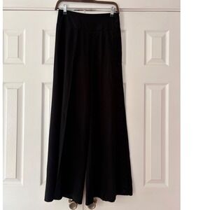 Elevenses Anthropologie Black Wide Leg Sailor Button Trousers Pants Size 4
